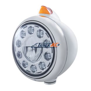 Stainless Steel Guide 682-C Headlight 11 LED Bulb & Original Style LED Signal - Amber Lens - United Pacific 31492