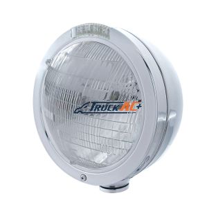 Stainless Steel Bullet Classic Headlight 6014 Bulb & LED Turn Signal - Clear Lens - United Pacific 31735