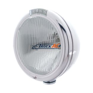 Chrome Classic Headlight H4 Bulb & LED Turn Signal - Clear Lens - United Pacific 31771