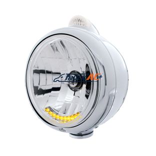 Stainless Steel Guide 682-C Headlight H4 With 6 Amber LED & Dual Mode LED Signal-Clear Lens - United Pacific 32037