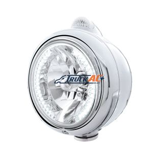 Stainless Steel Guide 682-C Headlight H4 With White LED & Dual Mode LED Signal - Clear Lens - United Pacific 32435