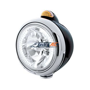 Black Guide 682-C Headlight H4 With White LED & Dual Mode LED Signal - Amber Lens - United Pacific 32442