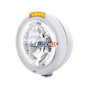 Chrome Classic Headlight H4 With 34 White LED & Dual Mode LED Signal - Amber Lens - United Pacific 32482