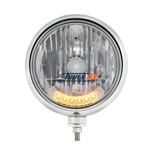 Black Guide 682-C Style Headlight H4 Bulb With 6 Amber LED - United Pacific 32559