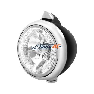 Black Guide 682-C Headlight H4 With White LED & Original Style LED Signal - Clear Lens - United Pacific 32645