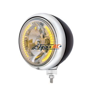 Black Guide 682-C Style Headlight H4 Bulb With 34 Amber LED - United Pacific 32653