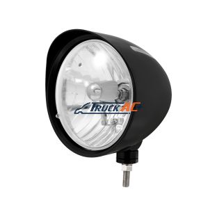 Black "Billet" Style Groove Headlight With Visor Crystal H4 Bulb - United Pacific 32680