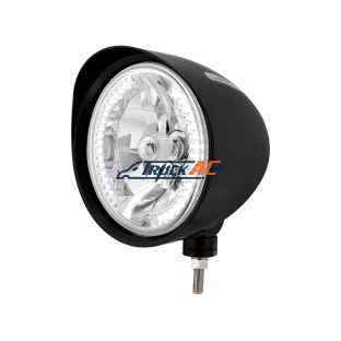 Black "Billet" Style Groove Headlight With Visor H4 Bulb With 34 White LED - United Pacific 32682