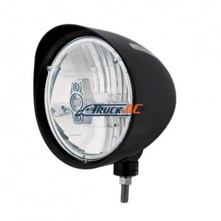 Black "Billet" Style Groove Headlight With Visor 5 LED Bulb - Chrome - United Pacific 32691