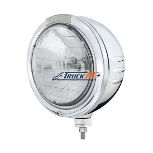 Stainless Steel Bullet Embossed Stripe Headlight H6024 & Dual Mode LED Signal - Clear Lens - United Pacific 32753