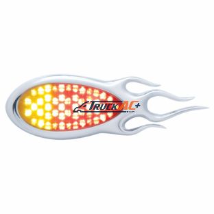 51 LED Duo "Inferno" Auxiliary/Utility Light With Flame Bezel - Red+Amber LED/Clear Lens - United Pacific 37965