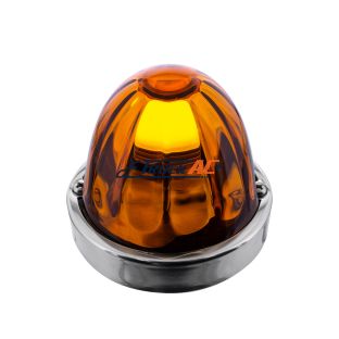 Dual Function Glass Watermelon Flush Mount Kit With LED Bulb - Amber LED/Amber Lens - United Pacific 20409