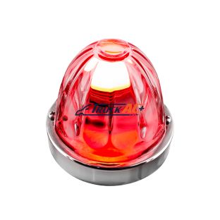 Dual Function Glass Watermelon Flush Mount Kit With LED Bulb - Red LED/Clear Lens - United Pacific 20411