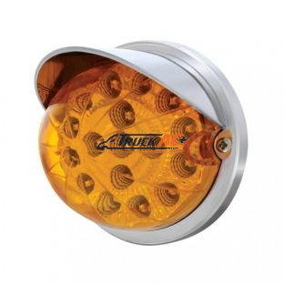 17 LED Dual Function Watermelon Clear Reflector Flush Mount Kit With Visor - Amber LED/Amber Lens - United Pacific 37278
