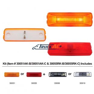 Rectangular Light Kit (Clearance/Marker) With Chrome Bracket - Amber Lens - United Pacific 30051AK-C