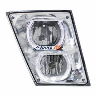 Chrome Fog/Driving Light W/White LED Light Bar For 2003-2017 Volvo VN/VNL - Passenger - United Pacific 32649