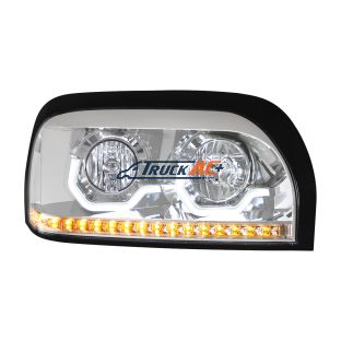 Chrome Headlight With LED Turn Signal & Light Bar For 1996-2010 Freightliner Century - Passenger - United Pacific 31204