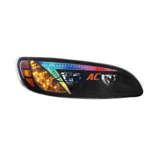 Black LED Headlight With Color Changing Position Light Bar For Peterbilt 386 (2005-2015) & 387 (1999-2010) - Passenger - United Pacific 34856