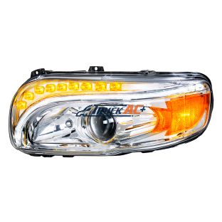 Chrome Projection Headlight With LED Turn & DRL For Peterbilt 389 (2008-2023) & 388 (2008-2015)- Driver - United Pacific 35802