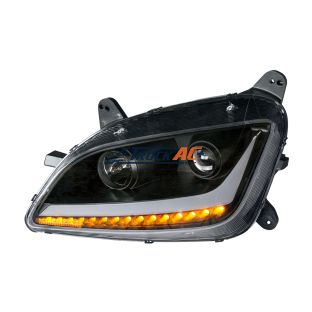 Black Projection Headlight With LED Position & Signal For 2012-2021 Peterbilt 579- Driver - United Pacific 35814