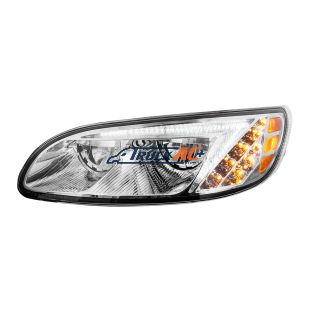 Chrome LED Headlight For Peterbilt 386 (2005-2015) & 387 (1999-2010) - Driver - United Pacific 35883