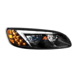 Black LED Headlight For Peterbilt 386 (2005-2015) & 387 (1999-2010) - Passenger - United Pacific 35886
