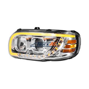 Chrome Projection Headlight With LED Turn Signal & Light Bar For 2008-2024 Peterbilt 389-Driver - United Pacific 32916