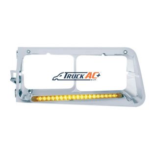 19 LED Headlight Bezel For 1989-2009 Freightliner FLD - Passenger - Amber LED/Amber Lens - United Pacific 32488