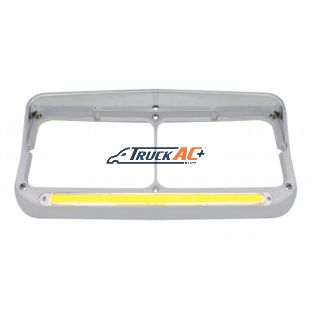 24 LED Rectangular Dual Headlight Bezel With Visor & GloLight - Amber LED/Clear Lens - United Pacific 32701