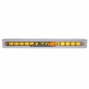 12-3/4" Stainless Light Bracket With 14 LED 12" Light Bar - Amber LED/Chrome Lens - United Pacific 20790