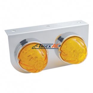 Stainless Light Bracket With 2X 17 LED Watermelon Lights - Amber LED/Amber Lens - United Pacific 32322