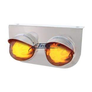 SS Light Bracket With 2X 9 LED Dual Function Watermelon GloLight & Visors -Amber LED/ Clear Lens - United Pacific 34422