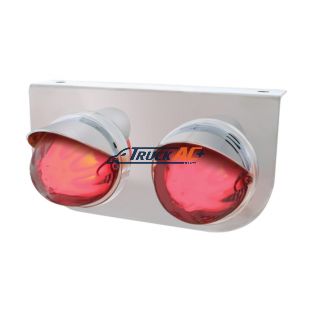 SS Light Bracket With 2X 9 LED Dual Function Watermelon GloLight & Visors -Red LED/Clear Lens - United Pacific 34423