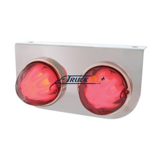 Stainless Light Bracket With 2X 9 LED Dual Function Watermelon GloLight - Red LED/Clear Lens - United Pacific 34427