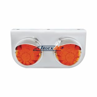 SS Light Bracket With 2X 17 LED Dual Function Watermelon Lights & Visors - Amber LED/Dark Amber Lens - United Pacific 37257