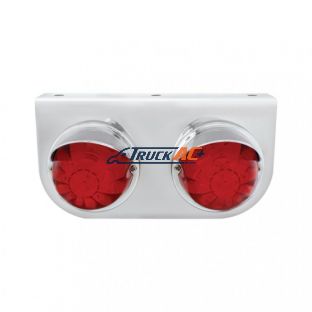 SS Light Bracket With 2X 17 LED Dual Function Watermelon Lights & Visors - Red LED/Red Lens - United Pacific 37258