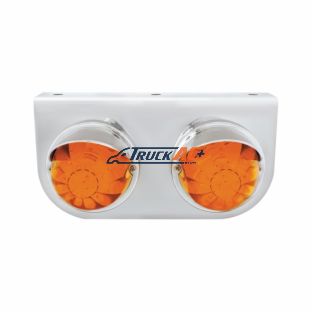 Stainless Light Bracket With 2X 17 LED Watermelon Lights & Visors - Amber LED/Amber Lens - United Pacific 37261