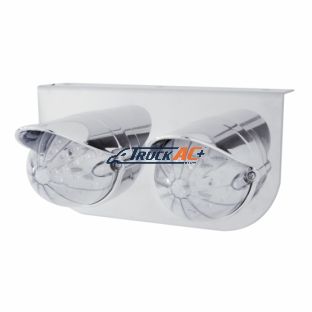 SS Light Bracket With 2X 19 LED Bullet Style Grakon 1000 Lights & Visors -Amber LED/Clear Lens - United Pacific 37459