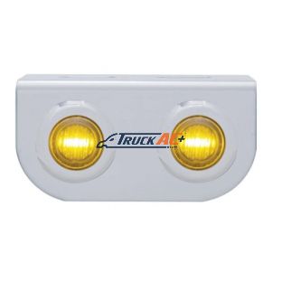 Stainless Light Bracket With 2X 3 LED 3/4" Mini Lights - Amber LED/Amber Lens - United Pacific 37792