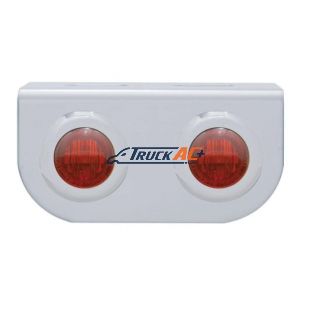 Stainless Light Bracket With 2X 3 LED 3/4" Mini Lights - Red LED/Red Lens - United Pacific 37793