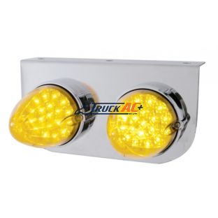 Stainless Light Bracket With 2X 19 LED Reflector Lights - Amber LED/Amber Lens - United Pacific 37894