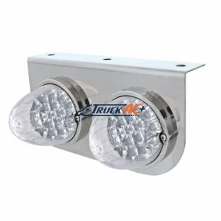 Stainless Light Bracket With 2X 19 LED Reflector Lights - Amber LED/Clear Lens - United Pacific 37895