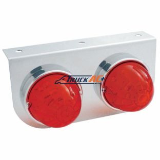 Stainless Light Bracket With 2X 17 LED Dual Function Watermelon Lights - Red LED/Red Lens - United Pacific 39791