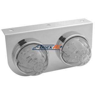 Stainless Light Bracket With 2X 17 LED Dual Function Watermelon Lights - Amber LED/Clear Lens - United Pacific 39792