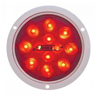 12 LED 4" Round Flange Mount Light (Stop, Turn & Tail) - Red LED/Red Lens - United Pacific 38061B