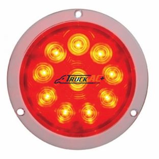 10 LED 4" Round Flange Mount Light (Stop, Turn & Tail) - Red LED/Red Lens - United Pacific 38076