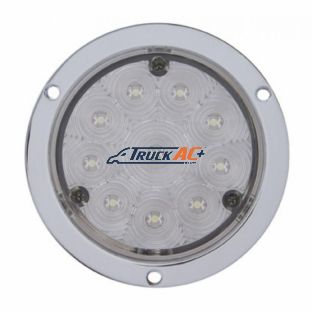 10 LED 4" Round Flange Mount Light (Stop, Turn & Tail) - Red LED/Clear Lens - United Pacific 38077