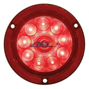 10 LED 4" Round Reflex Flange Mount Light (Stop, Turn & Tail) - Red LED/Red Lens - United Pacific 39656