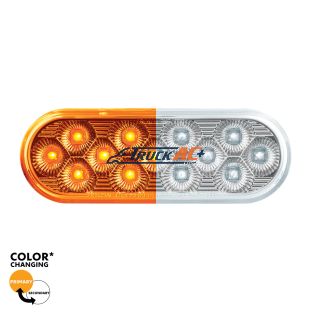 13 LED 6" Oval Double Fury Light (Turn Signal)-Amber & White LED/Clear Lens - United Pacific 36118