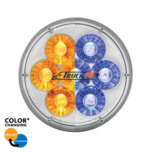 14 LED 4" Round Double Fury Light (Turn Signal) - Amber & Blue LED/Clear Lens - United Pacific 36531